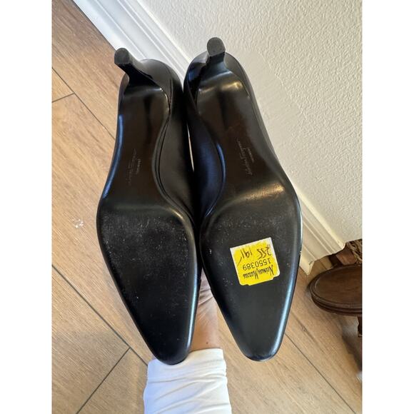 Vintage Salvatore Ferragamo High Heels Pumps Patent Cap Toe Italy Chic Black 9.5 - Picture 12 of 16